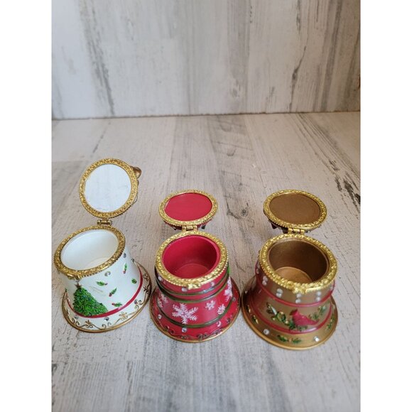 Bell bedazzled trinket box set home decor xmas snowflake - Picture 7 of 7